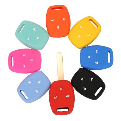 China Fashion Colorful 3 Buttons Silicone Cover For Honda Civic Key Case 2003-2012 Accord Fit Honda CRV Remote Key Rider Protection Bag for sale