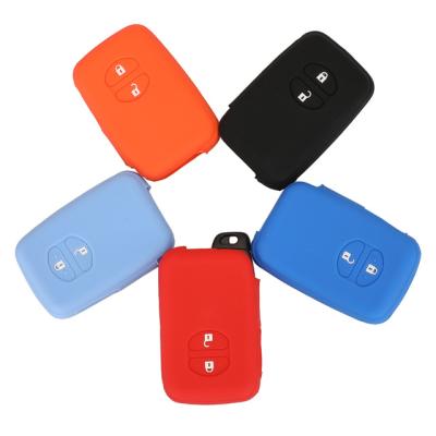 China Fashion Silicone Car Key Case For Toyota Aqua RAV4 Land Cruiser Camry Prado Corolla Prius Remote Keyless Cover Fob 2 Button Protector for sale