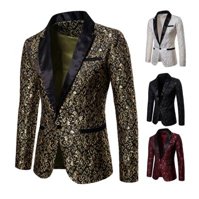 China Breathable Men's Lankepace Blazer Suit Turkish Floral Pattern Single Breasted Casual Jacket Slin Tuxedos Tailored Jackets For Men for sale