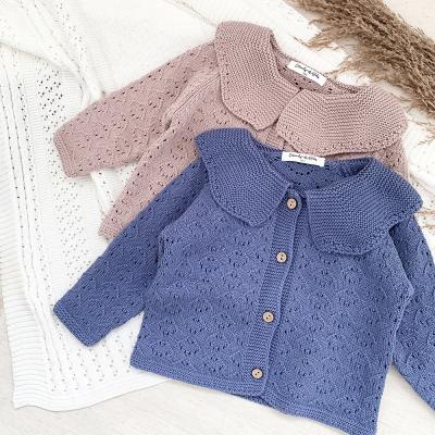 China Wholesale 2021 Styles Kids Baby Knitwear Girl Sweater Anti-Shrink Running Tops Sheaths Long Hollow Knitted Autumn Winter Cardigan Sweater for sale