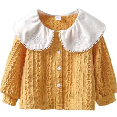 China Wholesale Hot Sale Autumn Winter Baby Girls Sweater Cardigan Solid Color Anti-Shrink Warm Cute Jacket Girls Ruffles Knitted Coat for sale