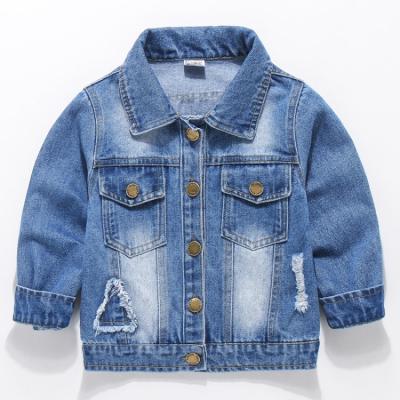 China Custom Boys Denim Jacket Plain Ripped Denim Jackets High Quality Blue Children's Breathable Coat Children's Clothing for sale