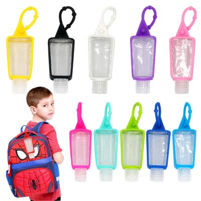 China BEAUTY Custom Travel Hand Sanitizer Bulk Key Chain Empty Pet Bottle PACKAGING Plastic Bottle With Holder for sale