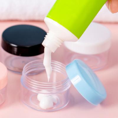 China 10G 15G 30G Eye Cream Small Clear Cream Jar Plastic Box Mini Transparent Cosmetic Sample Container With Lids In Stock for sale