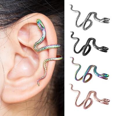 China Punk Individualized Brass Casting Non Piercing Punk Ear Jewelry Clip Snake Ear Cuff for sale