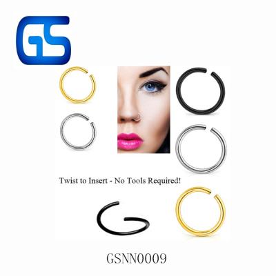 China Stainless Steel Puncture Nose Ring Invisible Fake Nose Ring Punk Hoop No Piercing Nose Studs for sale