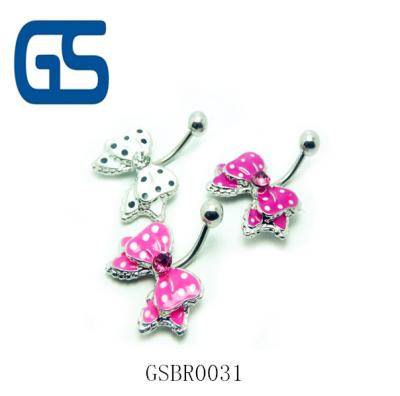 China Punk Color Painting Butterfly Navel Button Rings Stainless Steel Belly Ring Body Piercing Jewelry for sale