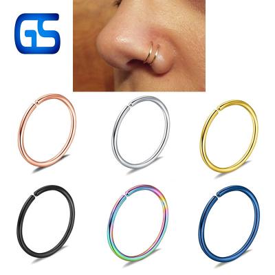 China Punk Surgical Steel Color Universal Polished Plating Split Open Nose Ring for sale