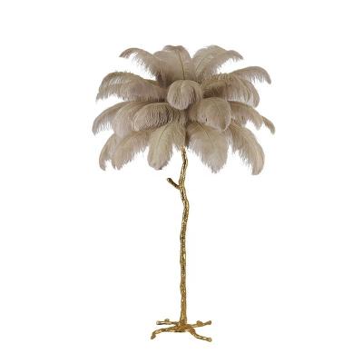 China High Quality Indoor Decorative Modern Palm Position Lamp Resin Ostrich Feather Led Floor Lamp for sale