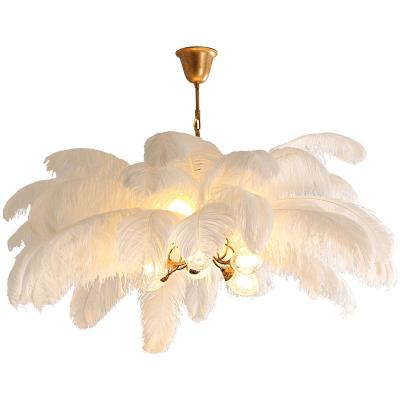 China Hot Selling Nordic Ostrich Bedroom Chandelier&lights Resin Size Large Feather Postmodern Luxury Creative Living Room Chandelier for sale