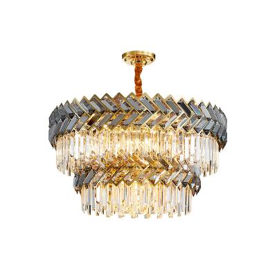 China Modern Ring Chandelier For Living Room Pendant Light 18w Led Copper Bright Acrylic Lamp Decorative Lighting Style Packing Modern Flow for sale