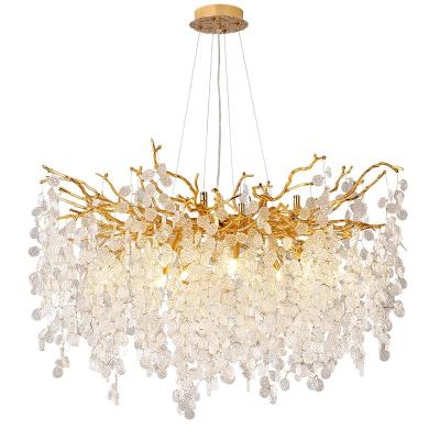 China Modern/Luxury/Postmodern Art Decor Large Noridic LED Hotel Chandelier OEM ODM Gold Gold Crystal LED Pendant Lamp For Dining Light for sale