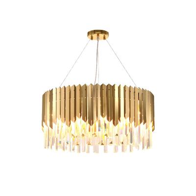 China Modern Ring Chandelier For Living Room Pendant Light 18w Led Copper Bright Acrylic Lamp Decorative Lighting Style Packing Modern Flow for sale