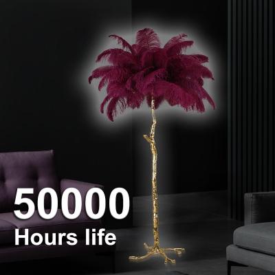 China Modern Stylish Floor Lamp Ostrich Feather Floor Lamp Copper Ostrich Studio Luxury Dream Led Floor Lamp With Feathers for sale