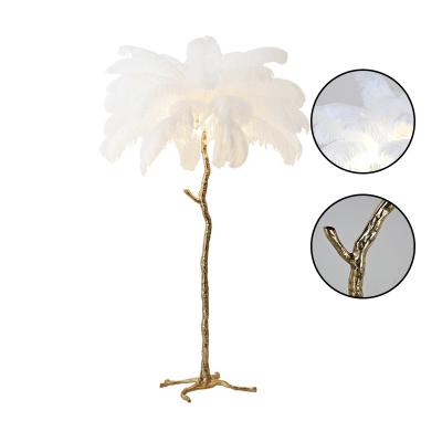 China Nordic Modern Led Floor Lamps Tree Resin Standing Ostrich Feather Led Floor Lamp Led Dance Floor Lights for sale