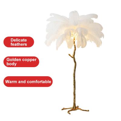 China Modern Living Room Tree Corner Floor Lamp Modern Standing Gold Led Nordic Tripod Lighting Floor Stand Lamps For Bedroom Lamp Feathers for sale