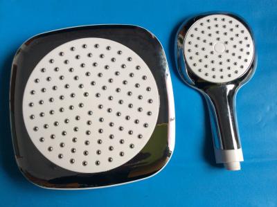 China Plastic Overhead Shower Head Set Plated Chromed Water Saving Spray Rain for sale