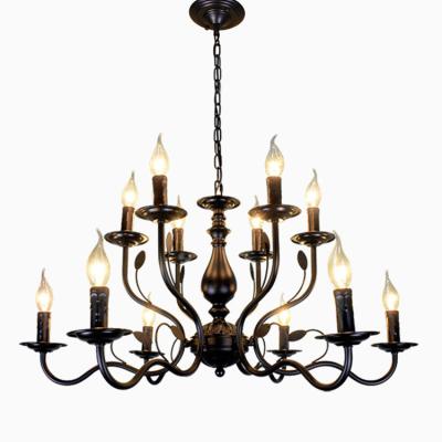 China Rustic Country Modern American Chandelier Modern Industrial Style Blacken / Gold Iron Luxury Living Room Pendant Lamp for sale