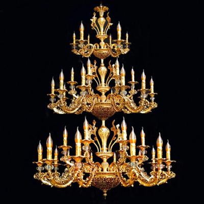 China Wholesale Modern Villa Modern European French Duplex Style Chandelier Jade Alloy Living Room Candle Building Luxury High-end Lamps for sale