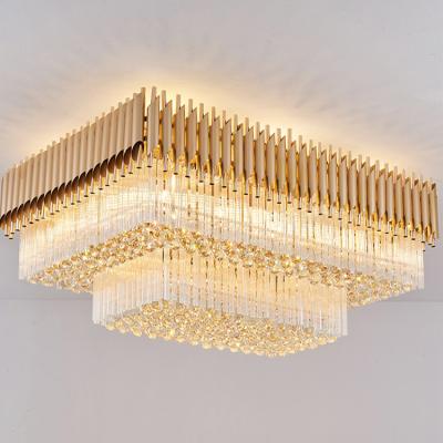 China Modern Rectangular Crystal Lamp Living Room Bedroom Dining Room Light Luxury Lamp for sale