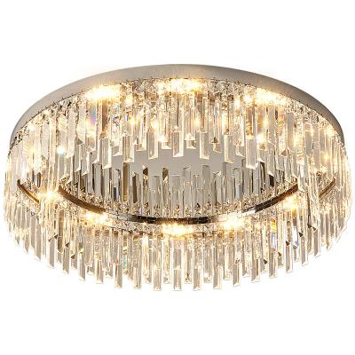 China Luxury Contemporary Modern Round Living Room Crystal Led Ceiling Light for sale