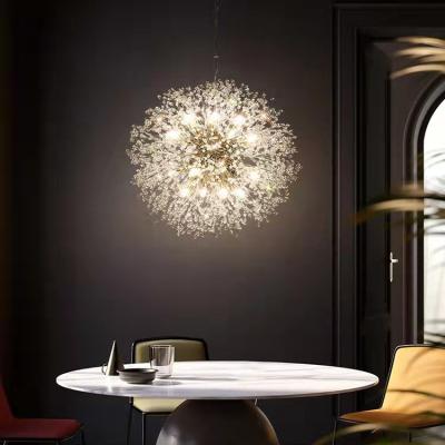 China Hanging Crystal Chandelier Lamp Hotel Decor 110v/220v G9 Modern Golden Round Pendant Light Hotel Restaurant Modern Dandelion Chandelier for sale