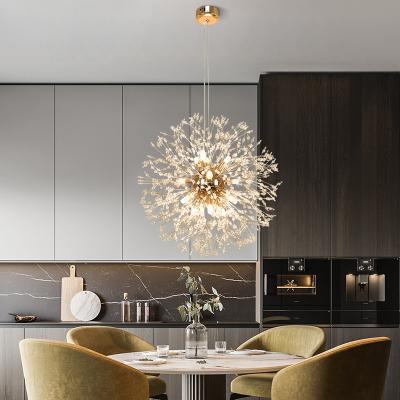 China Nordic Modern Quality Crystal Bulb Dandelion Living Dining Room Home Decor Chandeliers Decorative Hanging Pendant Light for sale