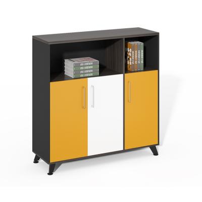 China Expandable Customize Openshelf 3 Swing Doors Book Storage Cabinet Wood Cabinet for sale