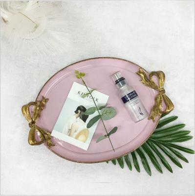 China Vintage Home Decor Peacock Luxury Resin Decorative Fruit Cosmetic Tray for sale