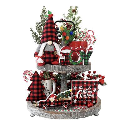 China Nautical Christmas Decor, Tiered Gnome Tray Bundle, Farmhouse Decor Rustic Christmas New Year Holiday 5pcs for sale