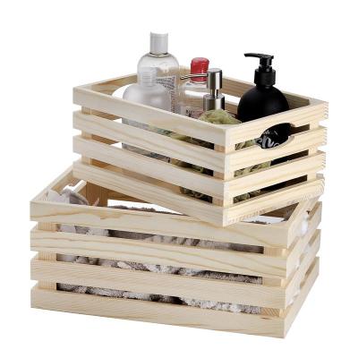 China Nautical Rectangle Packing Crate Wooden Storage Case Pine Wood Box for sale