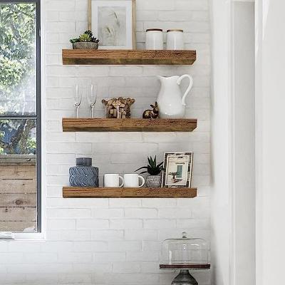 China Decorative Wooden Mounted Round Home Wall Organizer Modern Industrial Style Shelf Wall Mount Decor Floating Shelf for sale