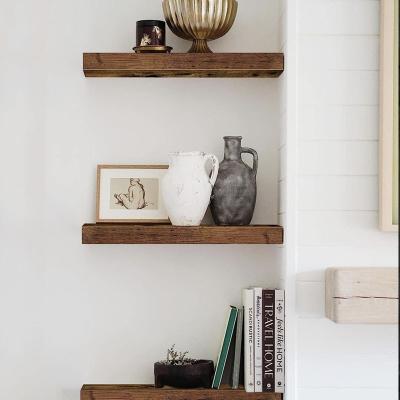 China Modern Rustic Wood Wall Mounted Shelving Metal Floating Practical Barrier Modern Shelves Ideal Design For Bedroom Bathroom Kitchen Set for sale