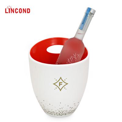 China Sustainable Hot Sale Customized Lincond Logo 3L Plastic Wine Ice Bucket For Beer for sale