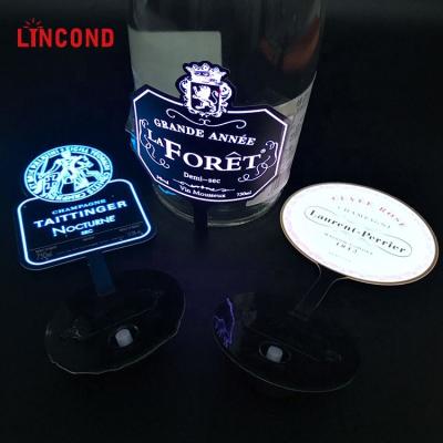 China 2020 hot sale waterproof custom EL bottle label LED light sticker luminous wine led labeling for sale