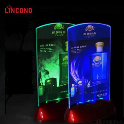 China Bar Lincond Hot Sale Restaurant Acrylic LED Display Board Illuminated LED Menu for sale