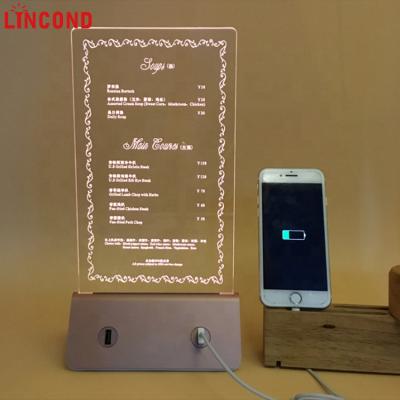 China Modern Desgin Lincond Customized Rechargeable Led Luminous Menu For KTV for sale