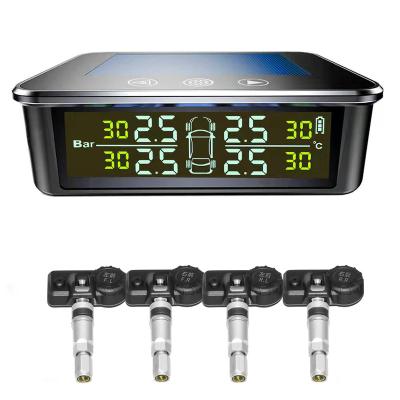 China Tire Pressure Monitoring Sensor 48 Hours Delivery English Voice Car Tire Pressure LCD Solar Tire Pressure Clock Talking TPMS Dashboard tpms for sale