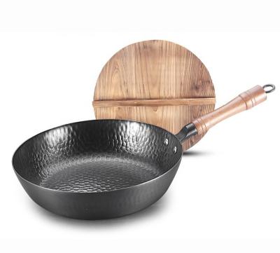 China Sustainable 11 Inch Carbon Steel Vegetable Oil Coating Cookware Frying Pans Sets Non Stick Frying Pan Non-Coating Cookware Sets for sale