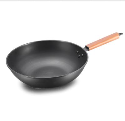 China General use for gas and induction cooker traditional Chinese cast iron iton wok black cast wok for sale