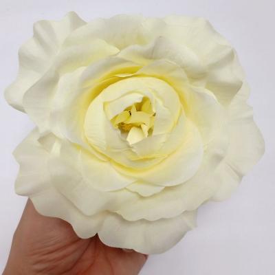 China Silk Material Cheap Fabric 12cm Tall Artificial Rose Flower Heads for sale