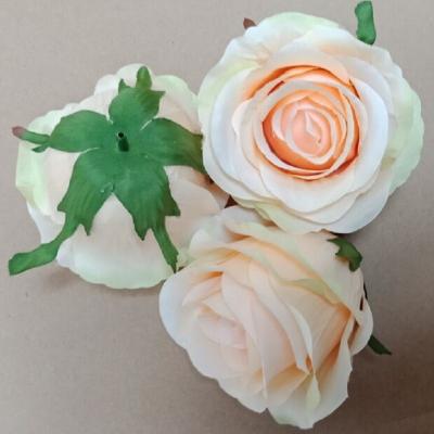 China 11 cm Diameter Artificial Silk Fabric Rose Flower Head Multicolor Simulation Silk Flower Head for sale