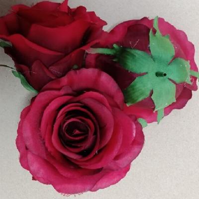 China Wholesale Artificial Flower Head Wedding Decoration 11cm Rose Heads Simulation Silk Rose of Silk Fabric for sale