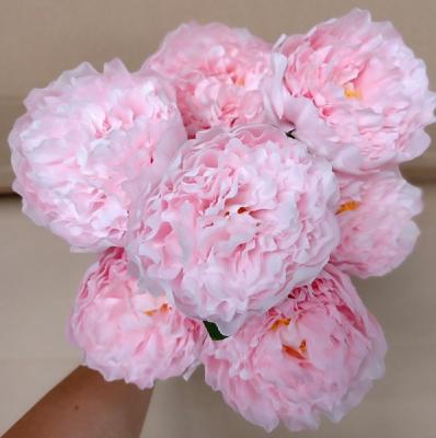 China 7 Pole Quality Plastic Plastic Wedding Artificial Silk Fabric And Wedding Head White Peony for sale