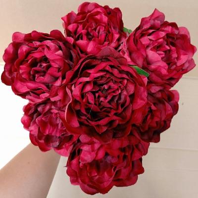 China 7 main silk plastic fabric peony silk wedding to decorate my artificial silk peony for sale