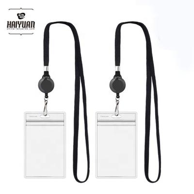 China 2018 Updated Polyester Lanyard with ID Holder Sets - Flat Polyester ID Lanyard with Retractable Badge Reel and Vinyl Name Badge Holder for sale