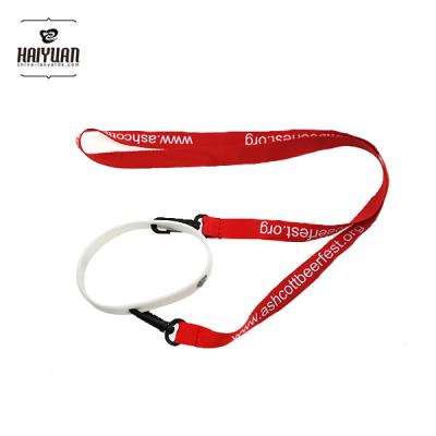 China Red Polyester Polyester Bottle Holder Lanyard With White Silicone Printed Ring for sale