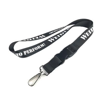 China Wholesale cheap custom made polyester factory logo printing polyester key chain short lanyard for sale