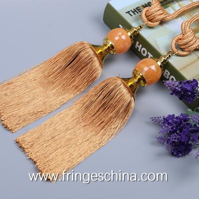 China Delicate custom long tassel fringe trimming for curtain attractive tieback hanging ball for sale