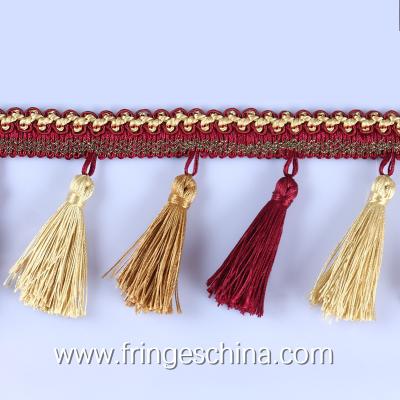 China Handmade fashionable chain beads lace tassels fringes for curtain/sofa/pillow decoration for sale